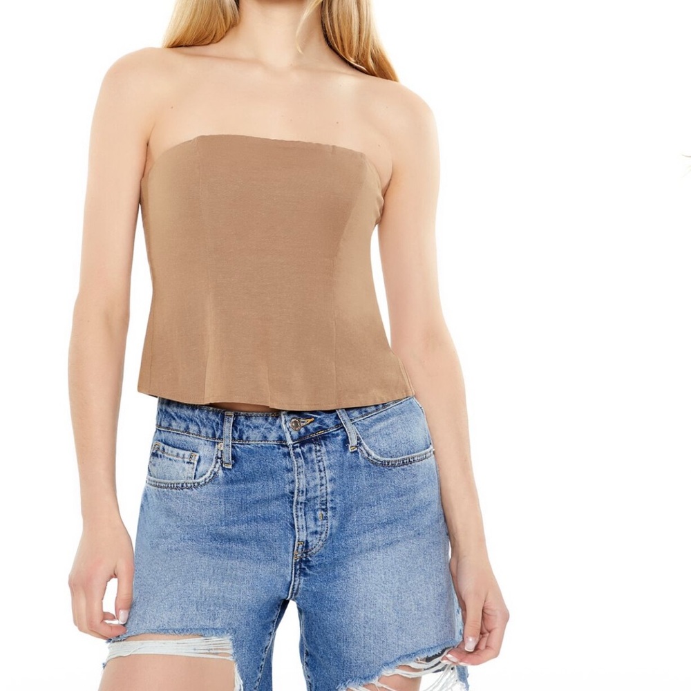 Forever 21 Tan Strapless Top
